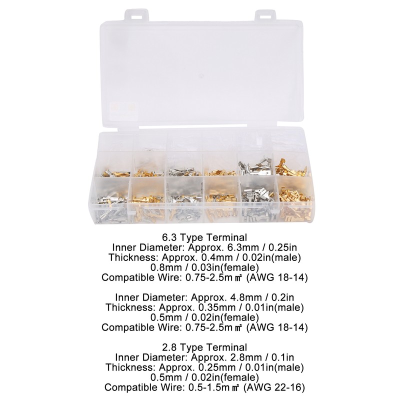 540Pcs Wire Connectors Kit Spade Terminals Set Industrial Accessories 2.8/4.8/6.3Type