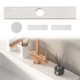 Ninnyi Kitchen Sink Splash Guard, High Absorbent Diatomite Fast Drying Stone Faucet Mat for Kitchen Sink & Bathroom Counter (40 x 10cm)