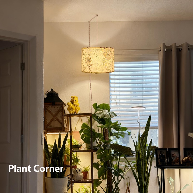 Boho Plug in Pendant Light Hanging Lamp with 15Ft Hemp