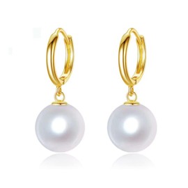 Salanda Pearl Drop Earrings Set, Gold Plated Pearl Dangle Earrings for Women Girls, mm, Brass, No Gemstone