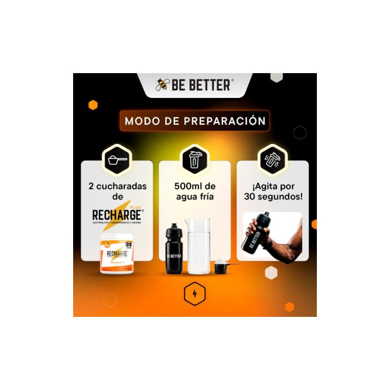 Better Recharge Plus Electrolitos 25g Carbohidratos 50mg Cafeína Polvo Porciones