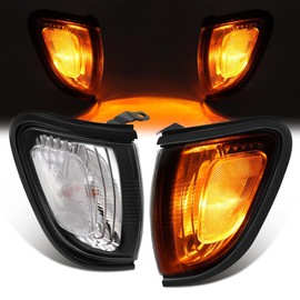 HECASA Front Side Marker Light Compatible with 2001-2004 Toyota Tacoma Replacement for TO2500160 TO2501160 Turn Signal Corner Parking Side Marker Lamp w/Bulb Clear Lens Chrome Housing Pair