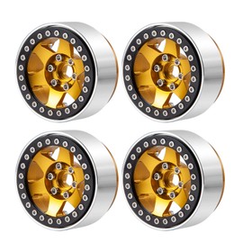 1.9 Beadlock Wheel Hub Spoke Wheel Internal Beadlock For Axial SCX10 Series (4 Pieces, Yellow)