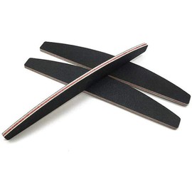 10 x Half Moon Nail Files Buffer Emery Board Manicure Black 100/180 grit Curved Tips Black Curve Buffing Buffer Professional Pro Sanding