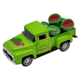 YimiBloss Watermelon Decor Mini Vintage Green Metal Pickup Truck with 6 Realistic Resin Mini Watermelons, Rustic Farmhouse Tiered Tray Decor for Kitchen Table, Happy Summer Party Home Decoration