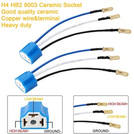 Greluma 2 Pieces Ceramic H4 Socket H4 9003 HB2 Wiring Harness H4 to 3 Pin Adapter Headlight Connector for Car Truck Boat Marine Headlight Fog Light Retrofit