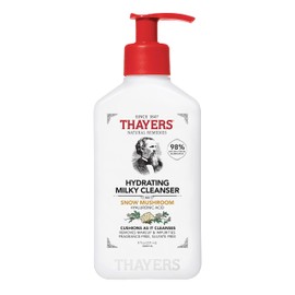 THAYERS Milky Hydrating Face Cleanser with Snow Mushroom, Hyaluronic Acid, Dermatologist Recommended Gentle Facial Wash, Hydrating Skincare for Dry, Sensitive Skin, Paraben Free, 8 FL Oz, Clear