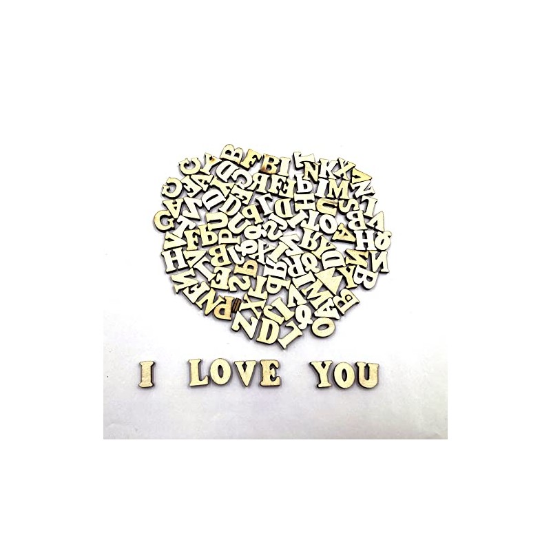 Aliotech 100Pcs 0.6inch Natural Wooden Letters for DIY Crafts