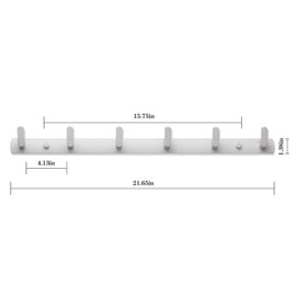 Fecraf Coat Rack Hooks White, Heavy Duty Wall Mounted 21.25-inch, 6 Hooks White Wall Hanger Hanging Hooks for Wall, Modern Hook Rack for Hat Purse Towel Bathroom, Solid Aluminum