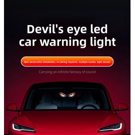 Solar-Powered LED Devil Eye Window Lights, Solar/Type-C Dual Charging, Waterproof Decorative Night Lamps, Universal Fit for Car Truck SUV Windshield Side & Rear Windows (Y2-White+red/red)