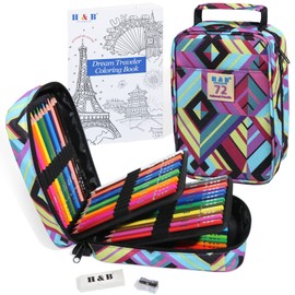 H & B 72 Colored Pencils Set, Art Pencil Kit for Adult Coloring,Oil Based Soft Core, Ideal for Coloring Sketching Shading,Art Set for Kids Teens Beginner Wooden Color Pencils