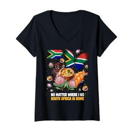 Womens South Africa Flag Outfit Idea For Kids South African Food V-Neck T-Shirt