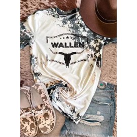 Retro Steer Skull Western T-Shirt Women Vintage Country Music Shirt Cute Cowgirl Graphic Cowboy Tees Tops (Gray, XL)