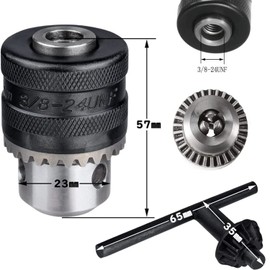 Bestgle 1.5-10mm Drill Chuck Metal Key + 1/2 Inch Adapter Socket Impact Hex Shank Key Included for Screwdriver Electric Screwdriver Accessories Black