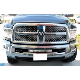 iJDMTOY Lower Grille Mount 21-Inch LED Light Bar Kit for 2009-18 Dodge RAM 2500 3500 HD, Includes (1) Triple-Row High Power LED Lightbar, Lower Bumper Opening Mounting Brackets & Switch Wiring Kit