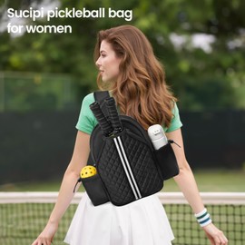 Sucipi Pickleball Bags for Women Lightweight Crossbody Pickleball Sling Bag Stylish Quilted Pickleball Paddle Bag