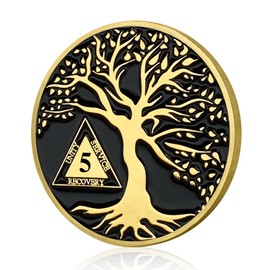 5 Year Sobriety Chips, Tree of Life AA Medallions - AA Sobriety Coins Recovery Coins Sober Tokens for Alcoholics Anonymous Recovery Sober Gifts for Men Women