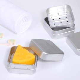 Travel Soap Box, Pack of 2 Aluminium Soap Box, Soap Box, Travel Waterproof Premium Soap Box Metal with Drain Strainer, Soap Container for Home or Travel