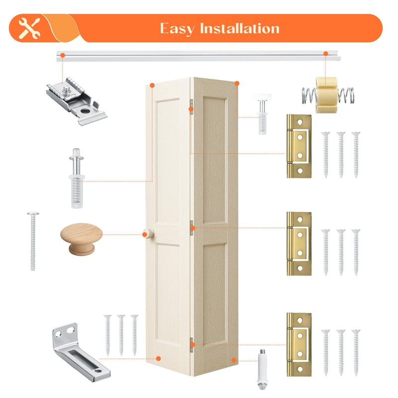 KOVOSCH 24-Inch Bifold Door Hardware Kit with Track, Closet Door