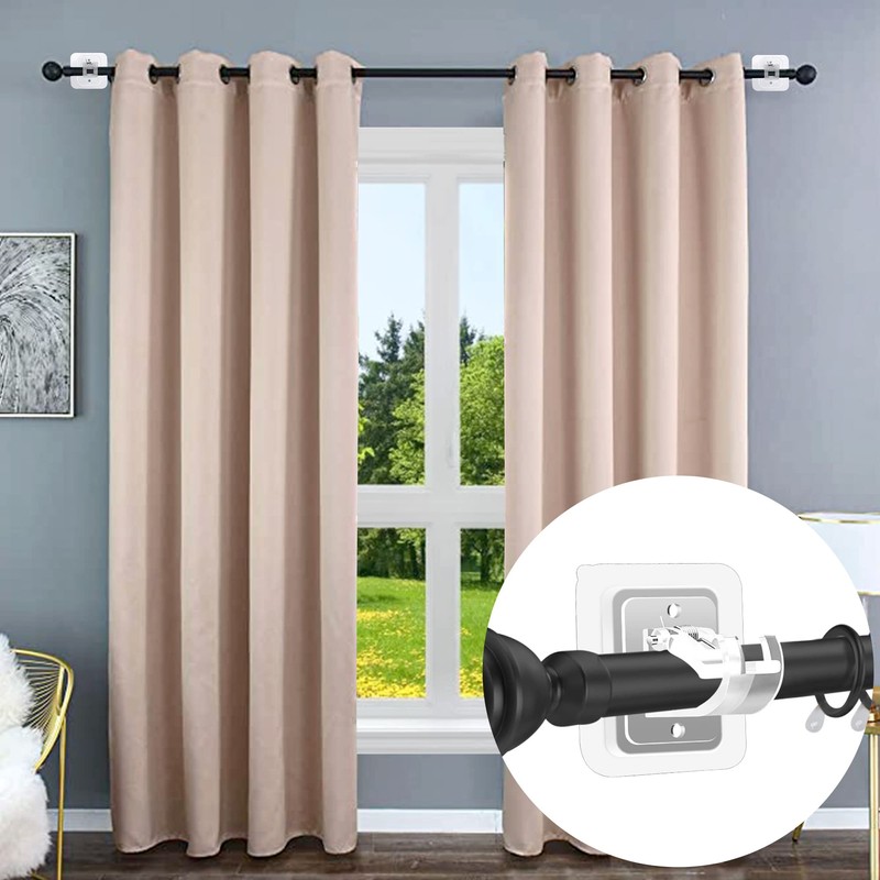 Codoule Self Adhesive No Drill Adjustable Curtain Rod Holder Hooks