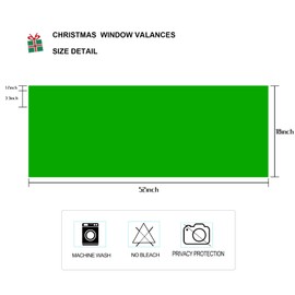 Deztibos 2 Panels Christmas Green Curtain Valances for Kitchen Windows - Short Curtains for Kitchen Windows/Bathroom/LaundryDecoration - 52x18 inch with Rod Pocket