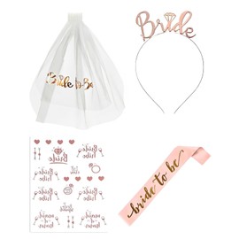 UEAVOID Kit Addio al Nubilato 1 Set | Velo Sposa, Fascia Bride to Be, Cerchietto & Adesivi | Futura Sposa Gadget Accessori per Festa Indimenticabile