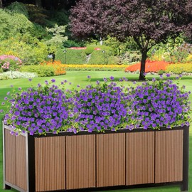 CHICNOOK Outdoor Artificial Plants, 12 PCS Artificial Flowers, UV Resistant Fake Flowers,Faux Flowers for Outdoor Garden Porch Yard Decor,Bluish Violet