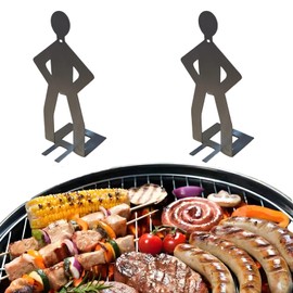 SIMOTOS 2025 Stainless Steel BBQ Sausage Holder – New Creative Standing Man Sausage Rack, Funny Shape Metal Hot Dog Grill Holder, Hot Dog Roasting Sticks for Outdoor Camping (2 PCS)