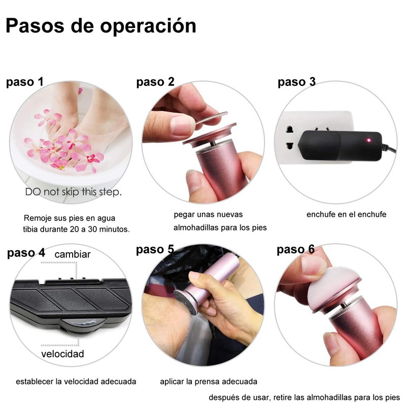 Electric Foot File for Dead Skin Removal with Replacement Pads