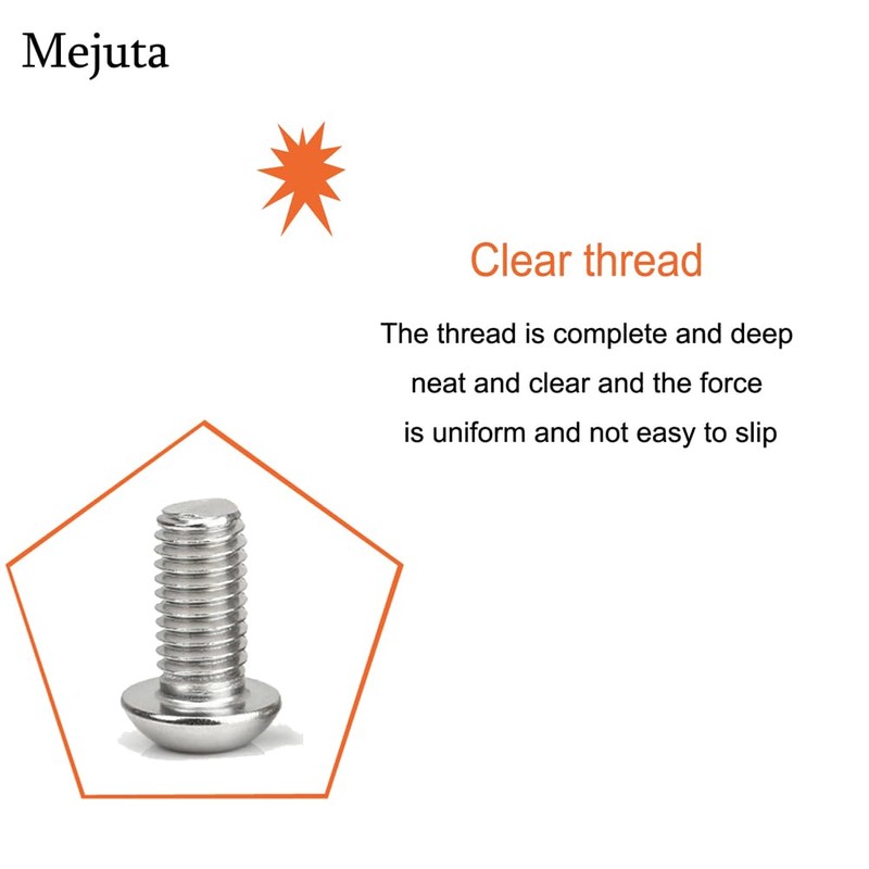 Metuja M8-1.25x25mm Button Head Socket Cap Bolts Screws（50pcs）, Stainless Steel,