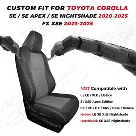 FREESOO for Toyota Corolla Seat Covers 2020-2025 SE/SE Apex Nightshade & 2023-2025 XSE & 2025 FX, Custom Car Seat Covers, Leather Car Seat Cover, Waterproof Seat Covers for Cars, Black Gray Full Set