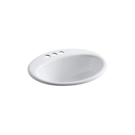 KOHLER K-2905-4-0 Farmington Self-Rimming Bathroom Sink, White