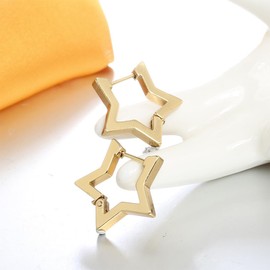 AFCJLTO 2 x Gold Hoop Earrings for Women, Pentagram Hoop Earrings, Geometric Pentagram Earrings, Hypoallergenic, Gift Idea for Women, Minimalist and Fashionable, for Women, Girlfriend, Gold