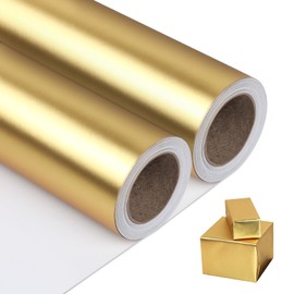 NESCCI Matte Metal Gold Wrapping Paper, Solid Color Paper-2 Roll,17.5 Inches X 32.8 Feet Per Roll,Gift Wrapping Paper,Perfect for Wedding,Valentine's Day,Birthday,Baby Shower,DIY Bouquet