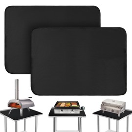2PCS Heat Resistant Mats for Countertop and Grill Table, Fireproof Grill Mats for Outdoor Grill, Portable Charcoal Grill, Gas Grill, Pizza Oven Compatible with Blackstone, Ninja 24x31x0.02in, Black