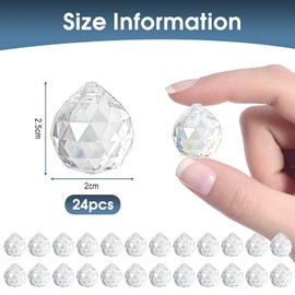Peevisap Pack of 24 2 cm Crystal Ball, Suncatcher, Crystal Ball, Crystals for Hanging, Suncatcher Crafts, Sun Catcher Window, for Hanging Light, Window Decoration