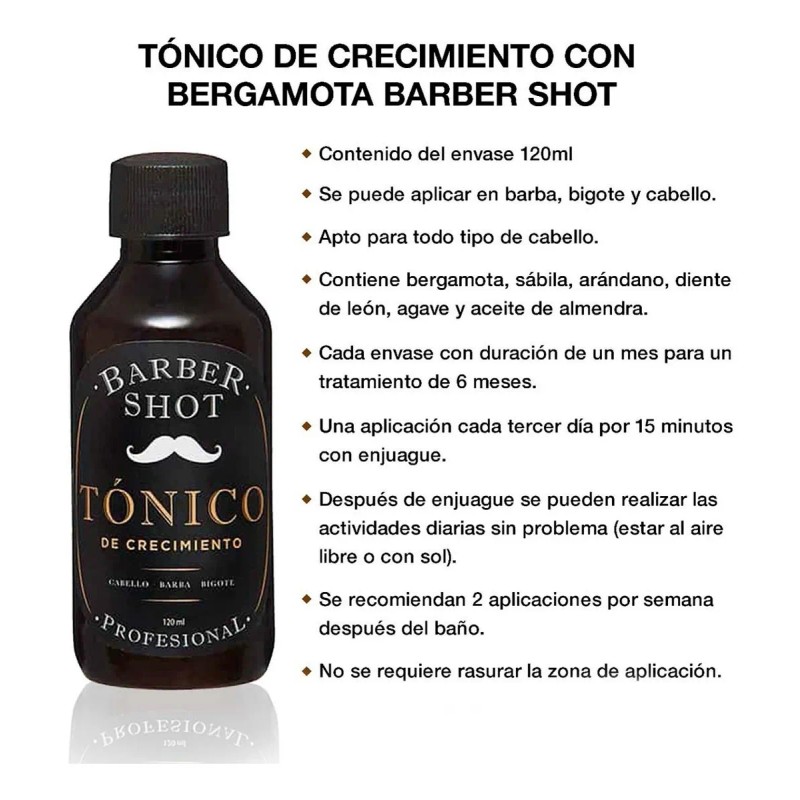 Tratamiento Bergamota Crecimiento Barba Cabello Barber Shot