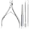 ARMIZ 4 Set Cuticle Pusher and Cuticle Nipper, Professional Cuticle