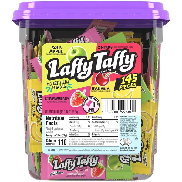 Laffy Taffy Assorted Candy Jar, 145 Count (Pack of 1)