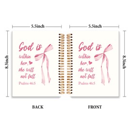 ETYZE Cute Pink Bow Christian Bible Notebook Journal for Women Teen Girls, Preppy Notebook for College School Office Supplies Bible Study, Coquette Church Notes Journal, Gifts for College Girls, 5.5x8.3