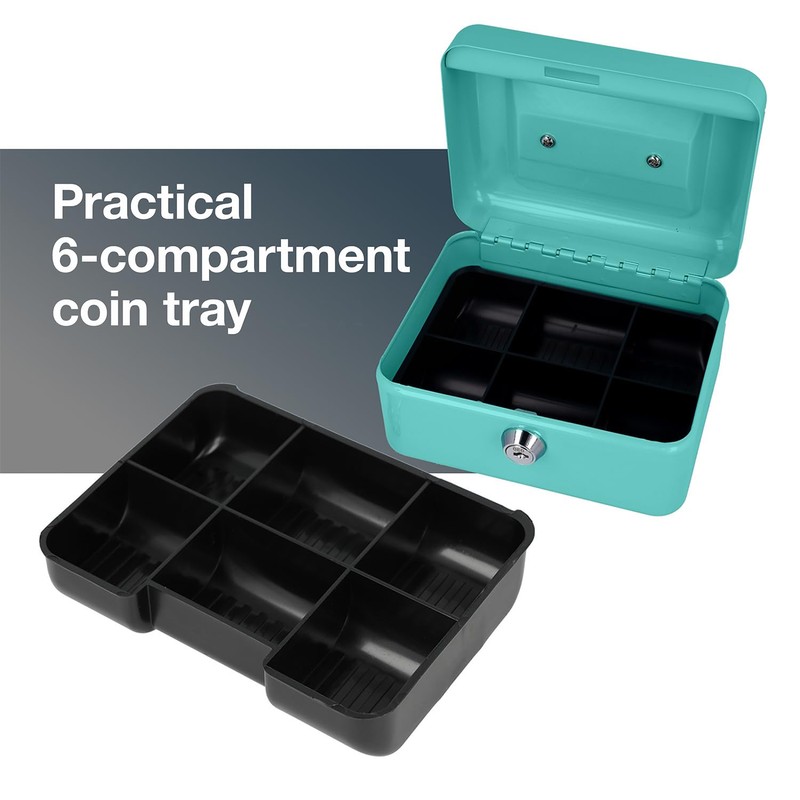 Westcott Cash Box Lockable (Compact, 15 cm) Turquoise | Lockable