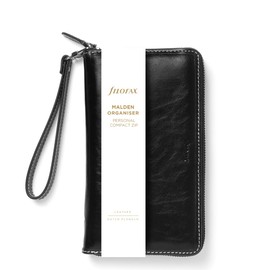 Filofax Personal Compact Zip w/wristlet Malden Organiser - Black