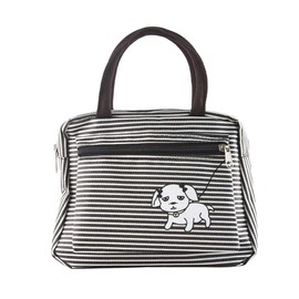 UDOLI Tote Bag for Women Durable Nylon Handbag Puppy Pattern Crossbody Bag Campus Lunch Bag Travel Carry on Bag with Zip for Shopping, Sports, Pool-Black