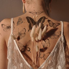 Everjoy Realistic Waterproof Fake Temporary Tattoo Stickers - Black Butterfly Party Favors, Themed Decorations and Gifts for Women