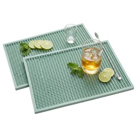 ZJWZLG Bar Mat - 18"X12"(2 Pcs) Rubber Bar Mats for Countertop & Dish Drying, Non-Slip Bartender Mat with Airflow Design for Home Bar, Cocktail Set, Kitchen & Outdoor Use (Green)