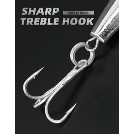 BLUEWING 14oz Fishing Diamond Jig Chrome with High Carbon Steel Treble Hook 1pc Premium Fishing Lure Durable Fishing Jig for Saltwater Freshwater Fishing, 14oz