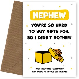 Happy Birthday Nephew Card for Men - You're Hard to Buy For! Cute, Humorous Keepsake that is Nephew Birthday Cards for Men