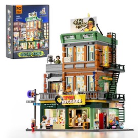 FUNWHOLE Record Store Lighting Building Bricks Set - Street Fusion City Town Audio Shop Multi-Form Modular Collection Kit 1980 Pcs for Adults & Teen & Music Lovers