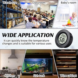 Hygrometer Thermometer Fathers Day Dad Gifts Round LCD Digital Round Temperature Humidity Meter Monitor Gauge for Greenhouse Dehumidifiers Humidifiers Basement Babyroom Home Office (2Pcs Black)