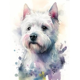 KAYEIUU Watercolor Westie 5D Diamond Painting for Adults, Dog Diamond Art, Diamond Dots Gem Art Garden Decoration Aesthetic 12x16inch